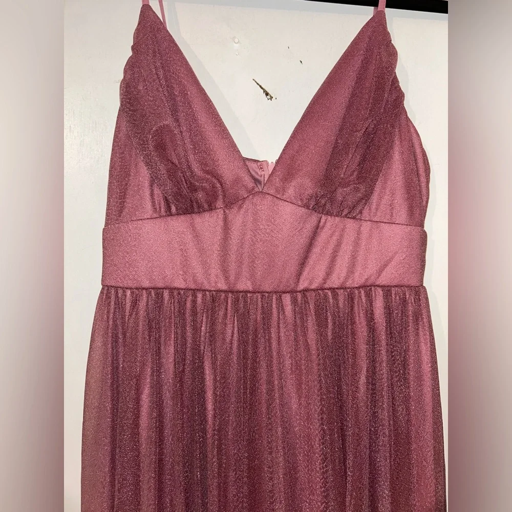 Pink Ruched Maxi Gown with Spaghetti Straps for Prom - Picture 3 of 6